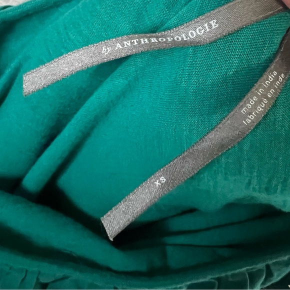 Anthropologie Women's XS Green One Shoulder 100% Cotton Lace Ruffle Top - Picture 4 of 5